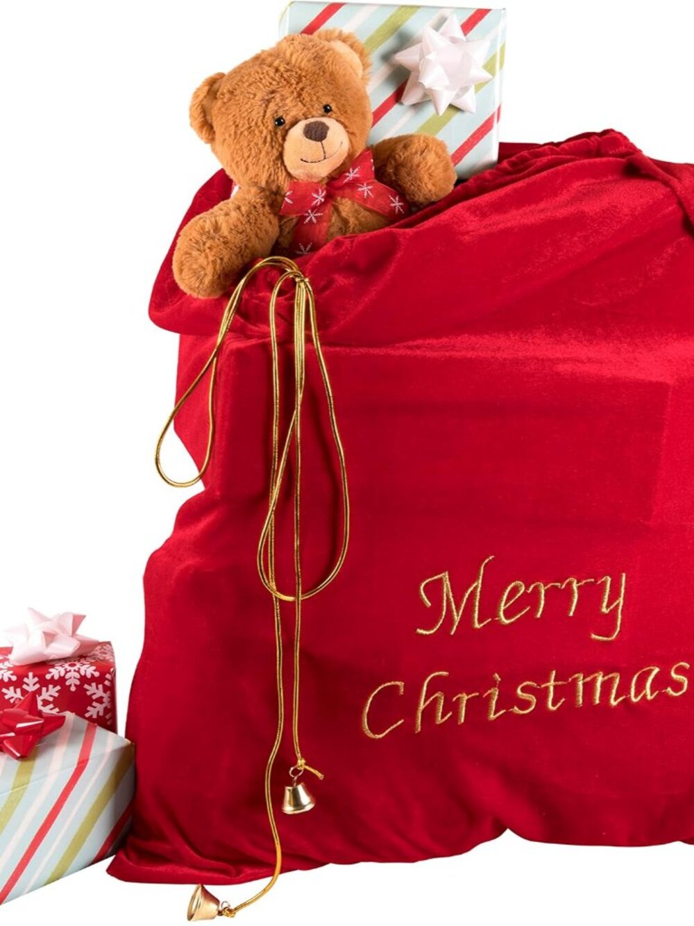 28 x 32" Red Velvet Santa Claus Merry Christmas Bag - Gift Bag for Gifts